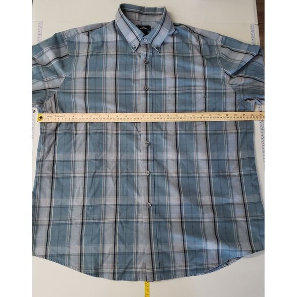 Dockers Mens Plaid Long Sleeve Button Up Shirt Size XL Blue Easy Care Casual - Picture 3 of 6